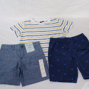 Lot of 3 Janie Jack Cat Jack Carters Boys Shorts Chambray Striped Nautical Sz 5